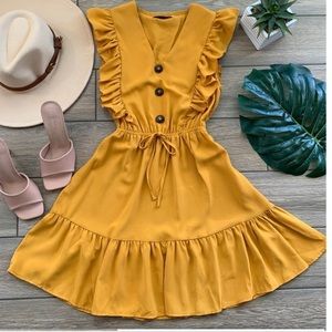 Yellow ruffle dress !